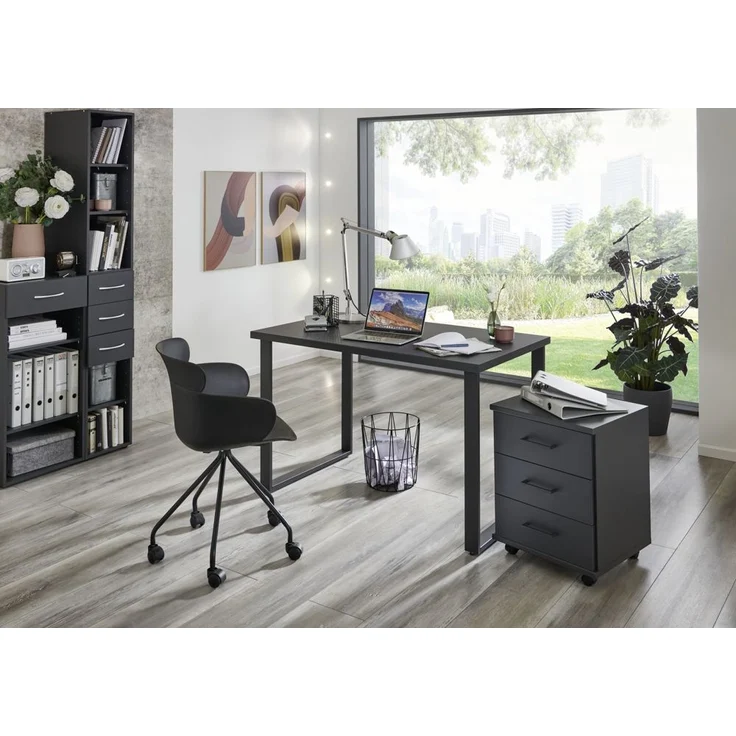 Home Desk Schreibtisch grau Holzwerkstoff 70cm x 159cm x 75cm – Bild 2