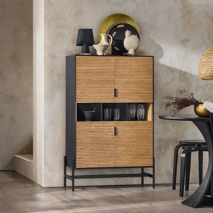 SoBuy HFSB03-SCH Sideboard, MDF, Papierfurnier, Helle Eiche, 110 x 83 x 40 cm – Bild 2