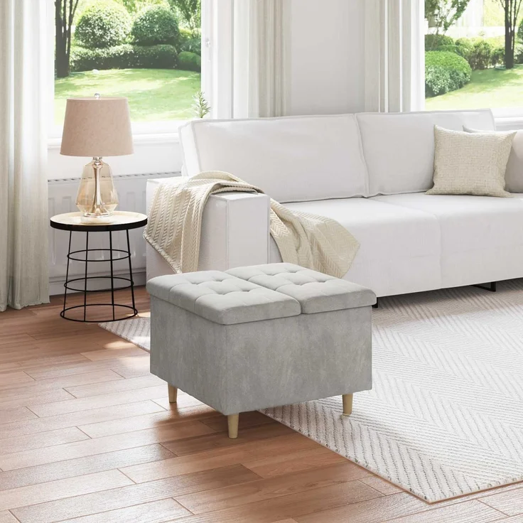 vidaXL Ottoman mit Stauraum Hellgrau 60 x 60 x 45 cm Samt 876825 – Bild 1