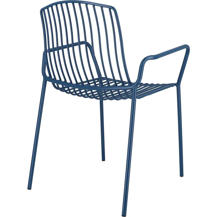 Mori Outdoor Stuhl aus Stahl blau mit Armlehnen – Bild 4