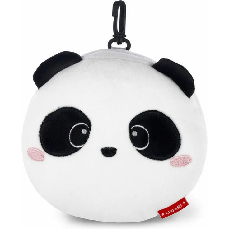 Legami - Reisekissen mit Nachtmaske, Panda, Zip-Verschluss, platzsparend, Haken für bequemen Transport, kleine Tasche auf der Rückseite, 16 x 16 cm – Bild 5