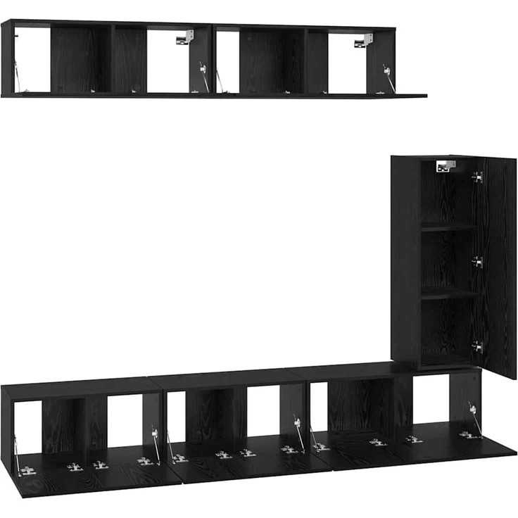vidaXL TV-Schrankset 6 pcs Schwarz Eichen-Optik Holzwerkstoff 3393265 – Bild 8