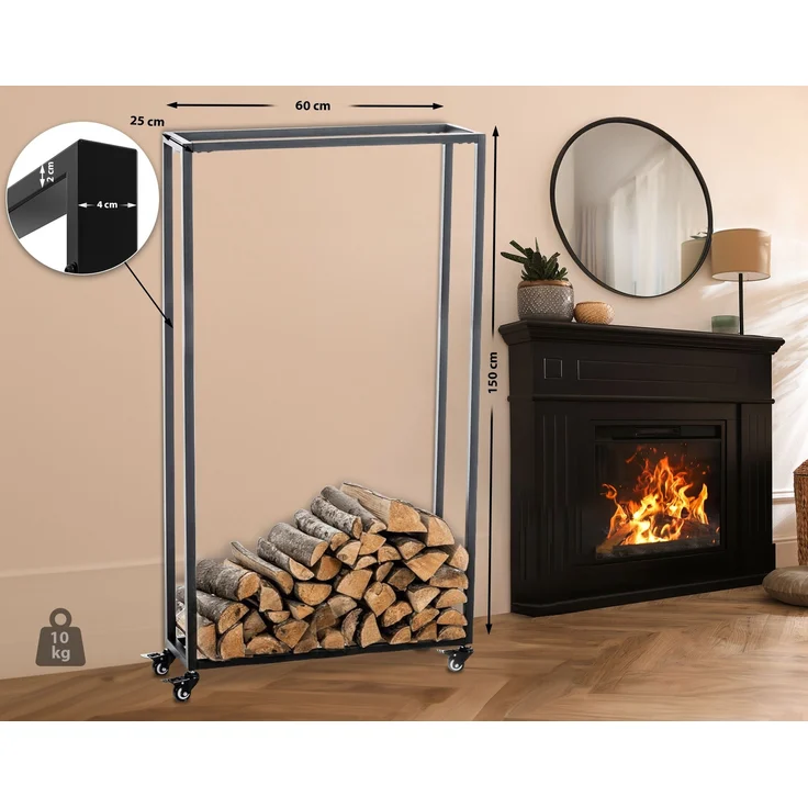 CLP Kaminholzständer Hetta,schwarz 25x60x150 cm – Bild 3