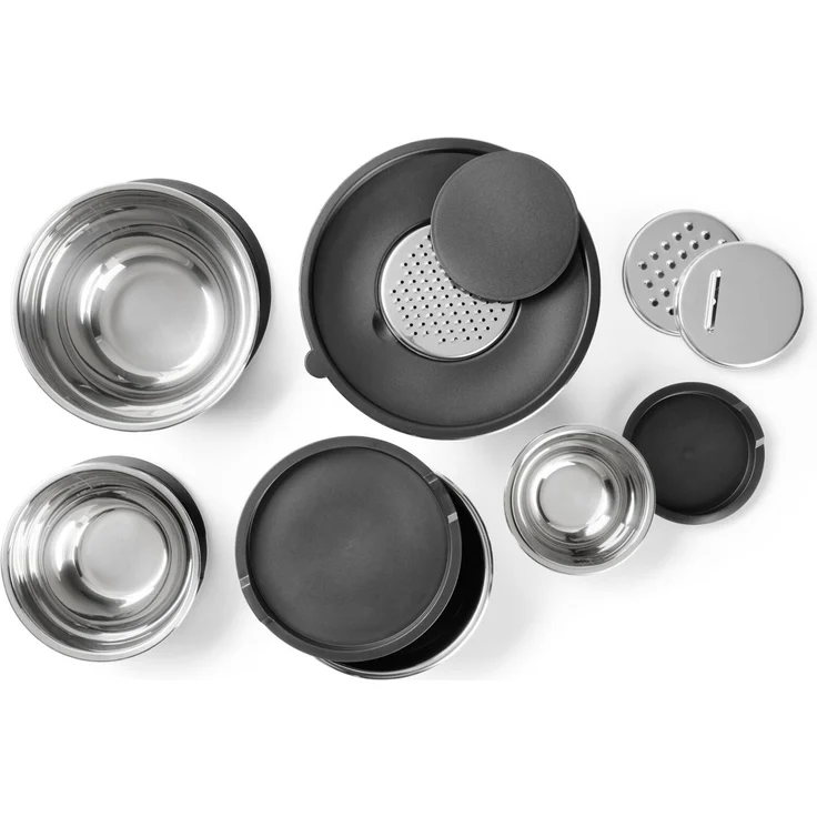 Homeware Vorratsdosen 8-teilig, Edelstahl silber, 50 x 20 x 50 cm, mit Deckel und Einsätzen – Bild 5