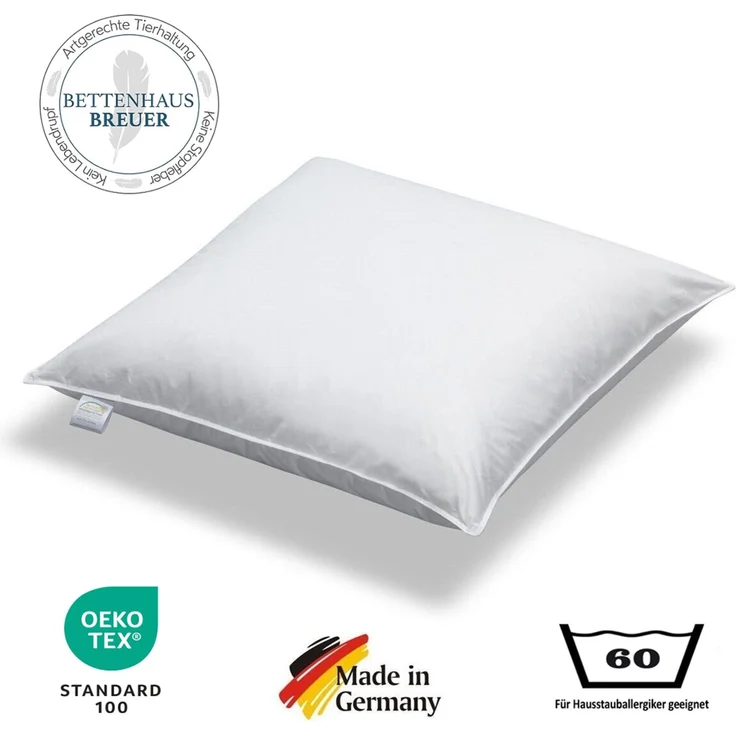 Kopfkissen Daunenkissen sibirische Daunen 500g weich 80x80 100% natur – Bild 2