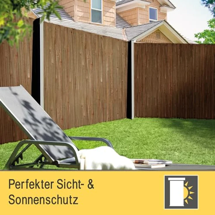 Sol Royal Dunkelbrauner Split Bambus Sichtschutz 140x600 cm – Sichtschutz Bambus Zaun Bambusmatte Gartensichtschutz Balkon Sichtschutzzaun – Natursichtschutz Witterungsbeständig B55 – Bild 3
