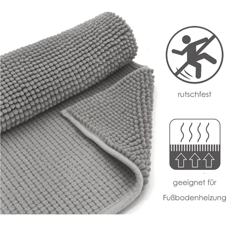 heimtexland Badematte Badvorleger Chenille Badteppich Duschvorleger, rutschhemmend beschichtet, Fußbodenheizung geeignet, schnell trocknend, strapazierfähig, fußbodenheizungsgeeignet, rutschfest, saugstark, Polyester, rund, Rund 60 cm, Hochflor, super ... – Bild 4