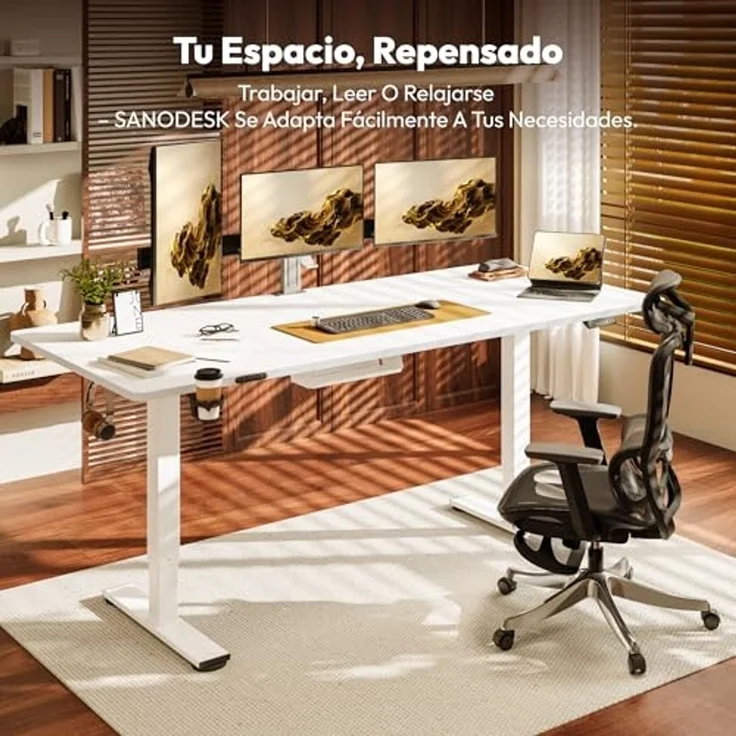 SANODESK Höhenverstellbarer Schreibtisch 180x80 cm Schreibtisch Höhenverstellbar Elektrisch Ergonomischer Steh-Sitz Tisch Computertisch für Heimbüro Homeoffice(weiß) – Bild 3
