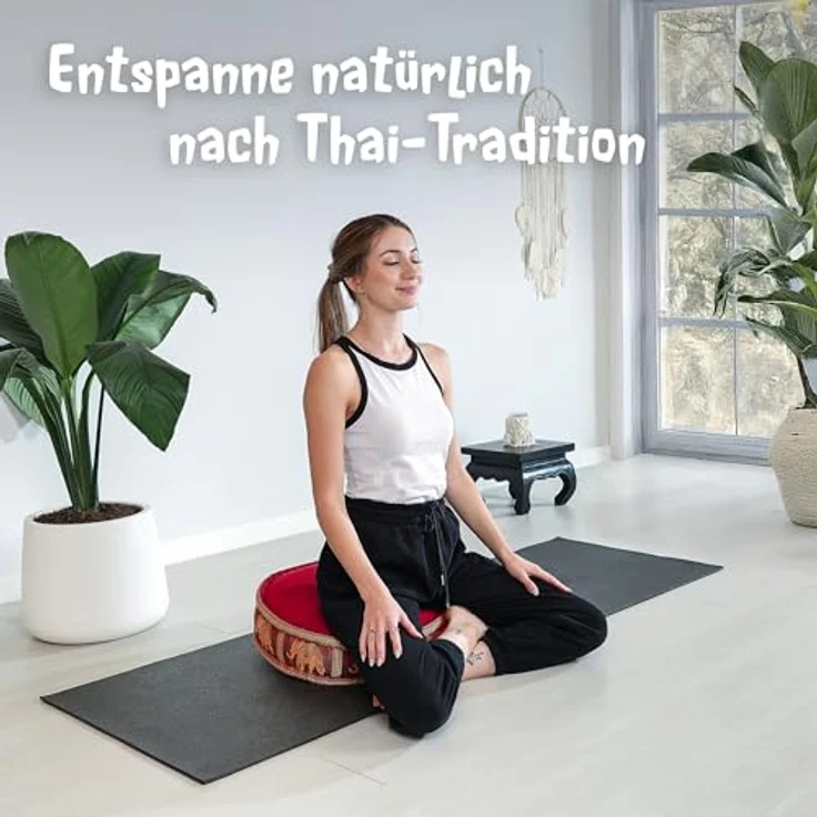 livasia Meditationskissen Zafukissen groß (Deluxe) vegan und handgefertigt, 44x15cm, Kapok – Bild 7