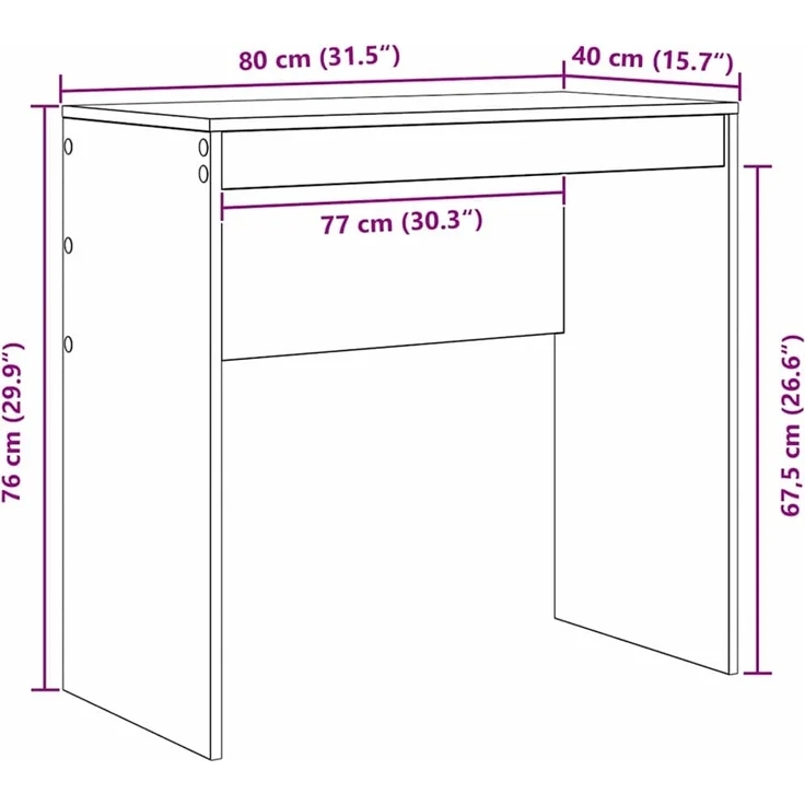 vidaXL Schreibtisch Sonoma-Eiche 80 x 40 x 76 cm 869388 – Bild 10
