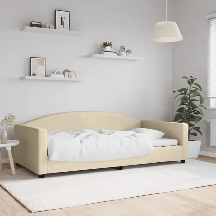 vidaXL Tagesbett Creme 100x200 cm Stoff 354120