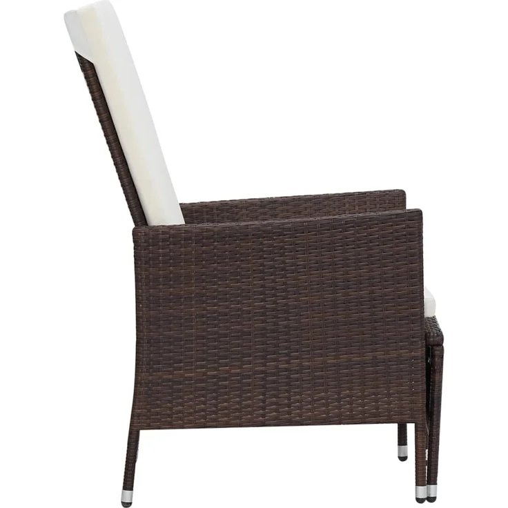Garten-Liegestuhl, Sonnenliege mit Auflagen Poly Rattan Braun – Bild 4