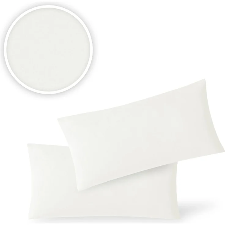 Jersey Kissenbezug, 2er Set, Baumwolle, Weiß, 40x80 cm – Bild 2