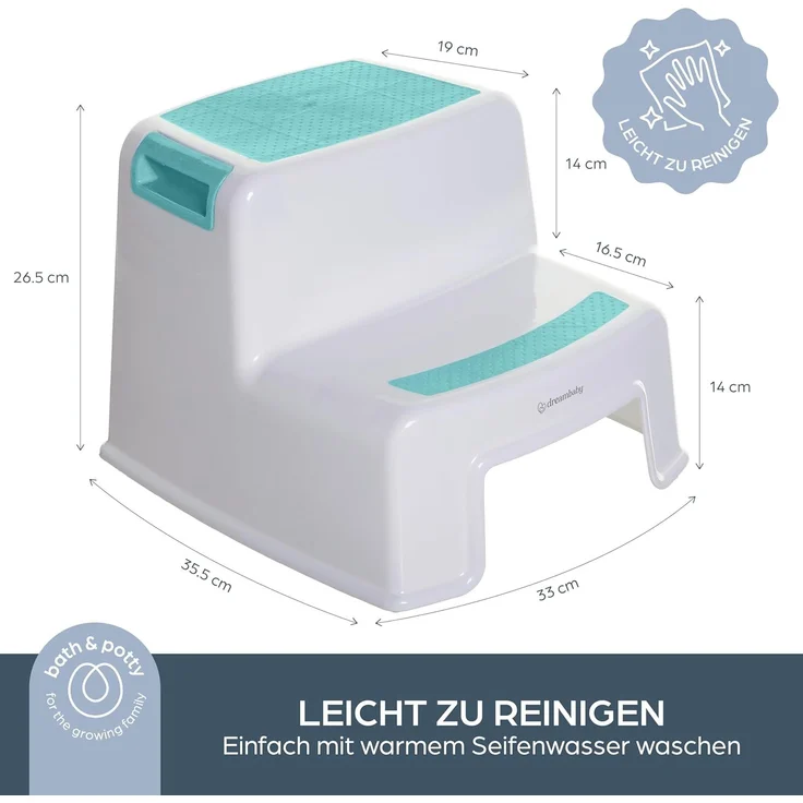Dreambaby F685 Kinder-Tritthocker Tritt-Schemel Kinder-Hocker Anti-Rutsch, zweistufig, weiß/blau – Bild 4