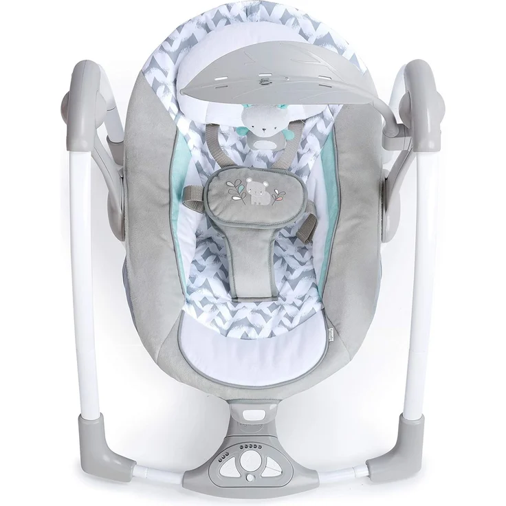 Ingenuity, Raylan 2 in 1 zusammenklappbare Babschaukel und -sitz, mit Vibrationen, automatischem Schaukeln und Melodien, Grau, 1 Stück (1er Pack) – Bild 15