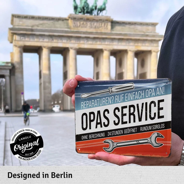 LANOLU Blechschild Opas Service - 15x20cm – Metall – Mehrfarbig – 15143 – Bild 2