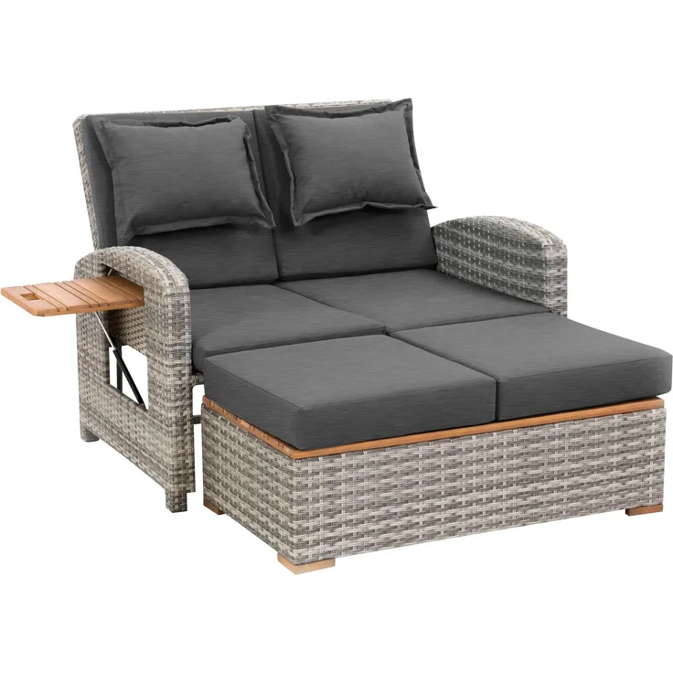greemotion Ratten-Lounge Bahia Style 3-in-1 mit Teilen aus Teakholz