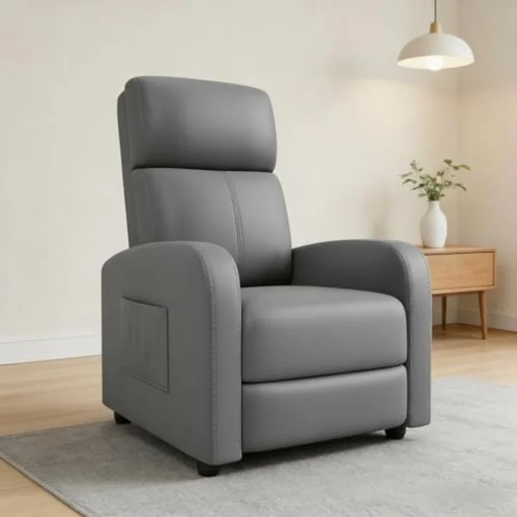 GarveeHome Relaxsessel Fernsehsessel Ruhesessel Liegesessel mit Liege-Funktion Polstersessel Leinen verstellbar Einzelliegesessel Wohnzimmer Schlafzimmer Heimkino (Grau) – Bild 2