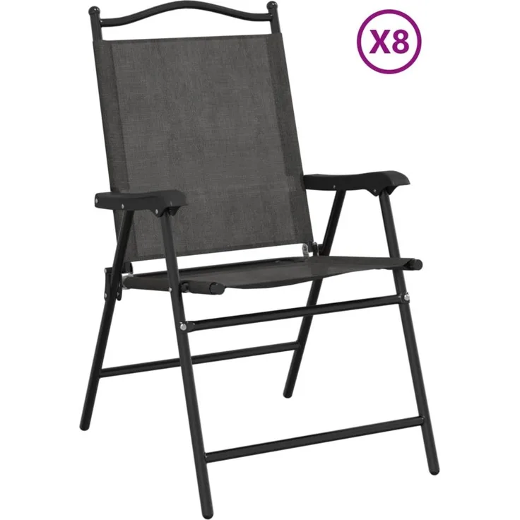 vidaXL Klappbare Gartenstühle 8 Stk. Graumeliert Stahl und Textilene 3157288
