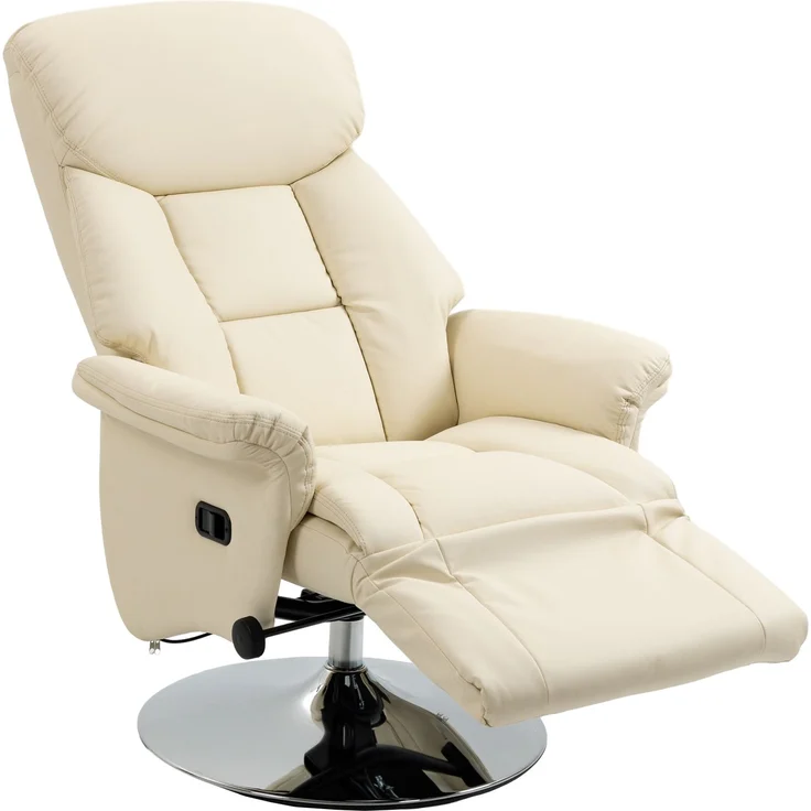 Wohnora-Relaxsessel, Liegefunktion, Lederoptik, Fußstütze, bis 150 kg, 78 x 80 x 109 cm, Creme,H 1090cm x T 800cm x B 780cm,Cremeweiß – Bild 1