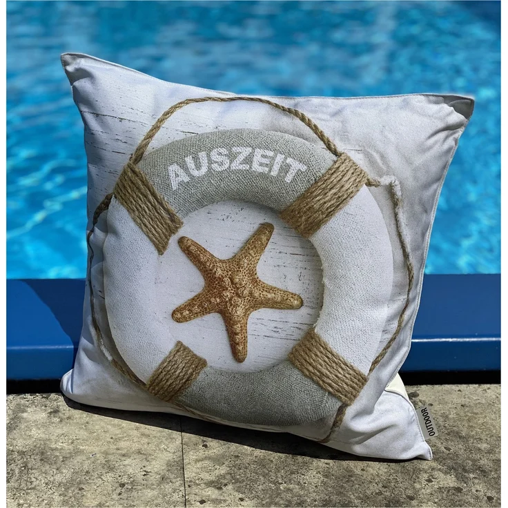 heimtexland ® Outdoorkissen Lotus Effekt 45x45 Garten Dekokissen Wasserabweisend Outdoor Lounge Deko Kissen Typ742 Maritim Auszeit – Bild 2