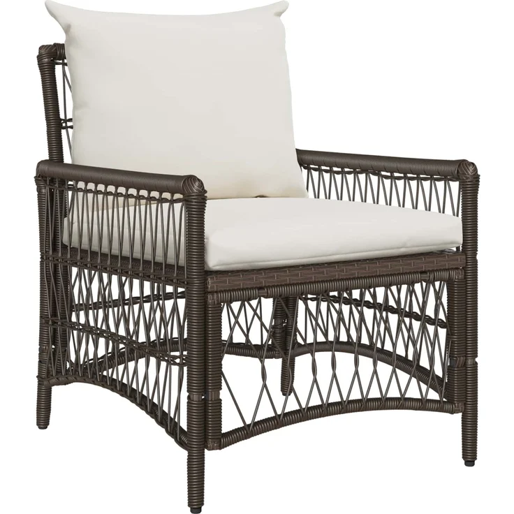 vidaXL Gartenstuhl mit Kissen Braun 73 x 61 x 77 cm Poly-Rattan 42006218 – Bild 1