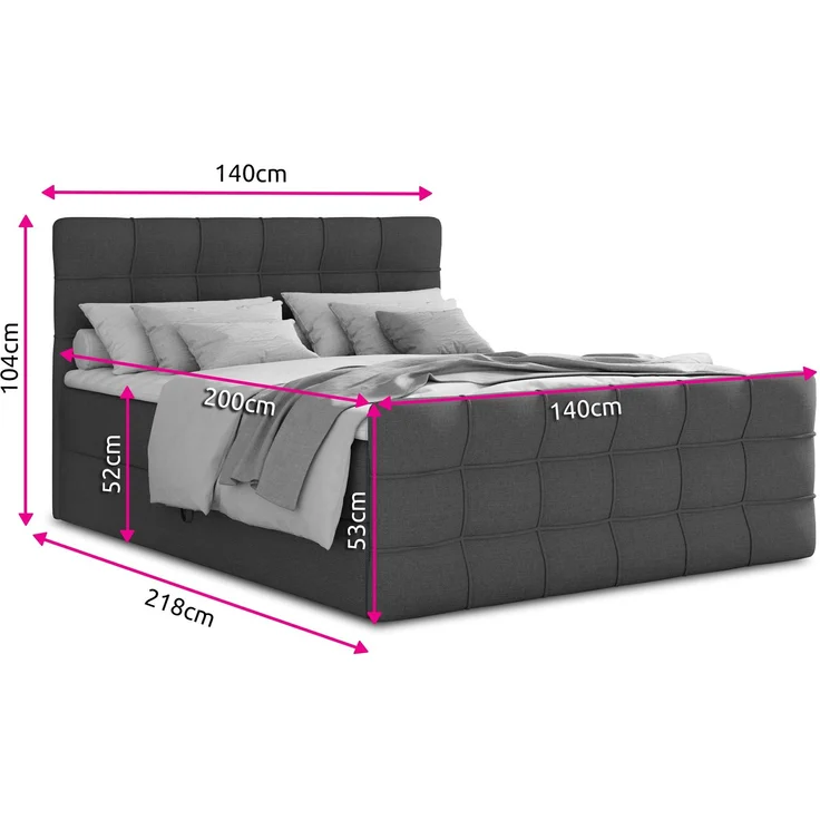 Boxspringbett Best Lux mit Fußteil, 2 Bettkästen, Bonell-Matratze und Topper, Polsterbett (Beige (Inari 22), 140 x 200 cm) – Bild 4