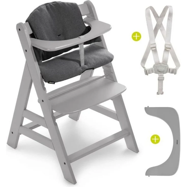 Hauck Hochstuhl Alpha Plus Grey (Set), Mitwachsender Holz Baby Kinderhochstuhl mit Sitzauflage - verstellbar – Bild 4