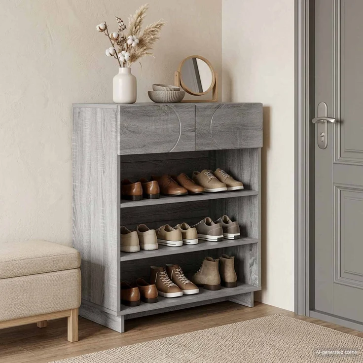 vidaXL Schuhschrank 73 x 38 x 87,5 cm Holzwerkstoff Sonoma-Grau 8011663 – Bild 1