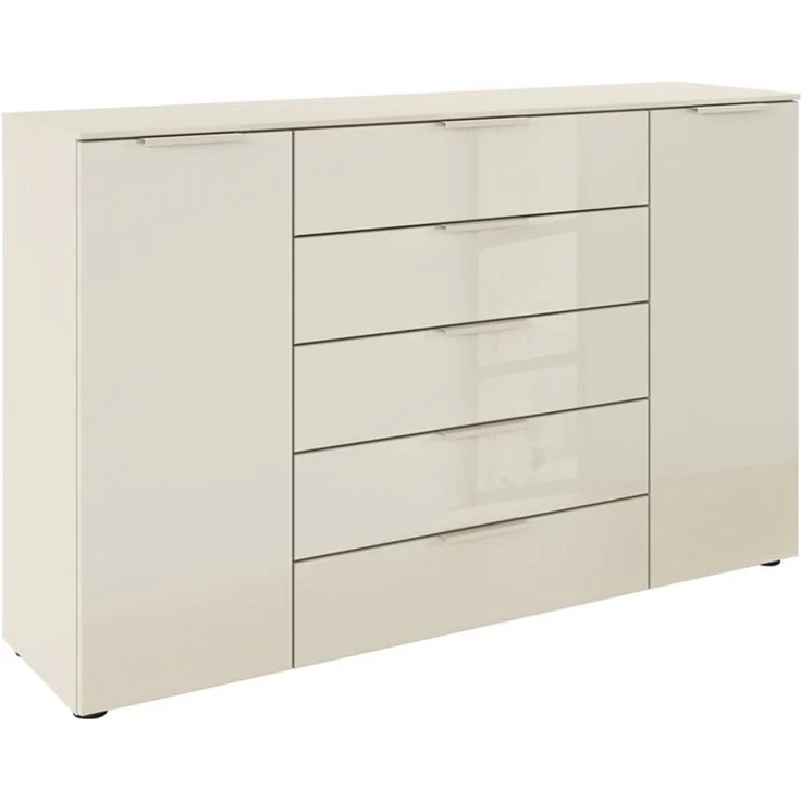 rauch Schubkastenkommode Kommode Türkommode Sideboard Kombikommode FLIPP mit Glasfront (Breite 160/180 cm mit 4 Einlegeböden), 2-trg mit 5 Schubladen und Soft-Close, 2 Breiten MADE IN GERMANY – Bild 4