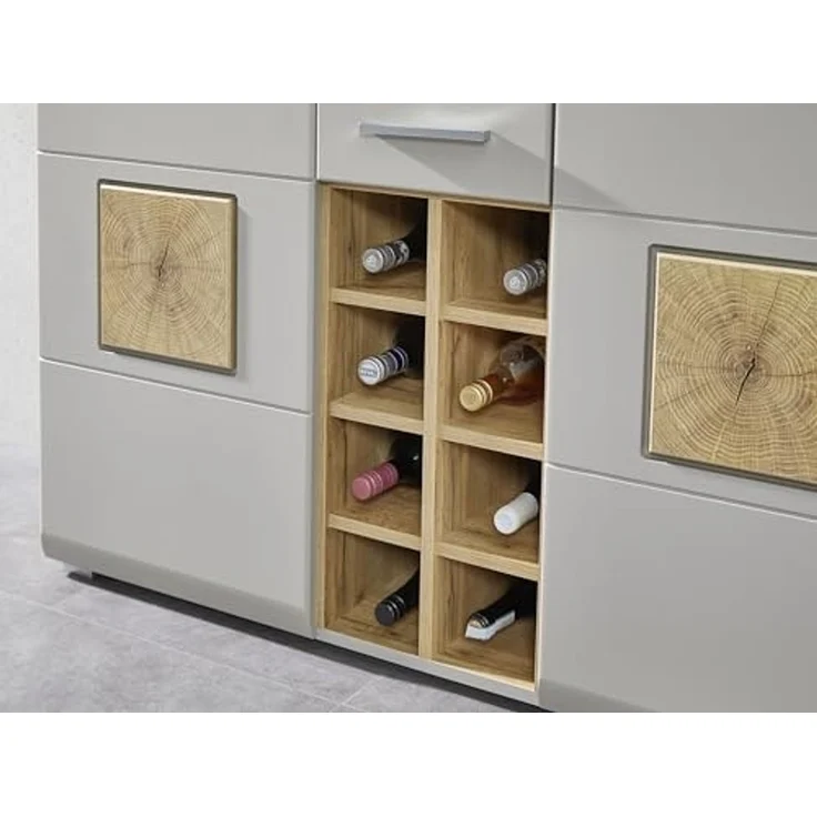 Barschrank >Kathlin< Barfach, Stauraum, LED, basalt / Eiche Dekor - 120x129x37 (BxHxT) – Bild 6