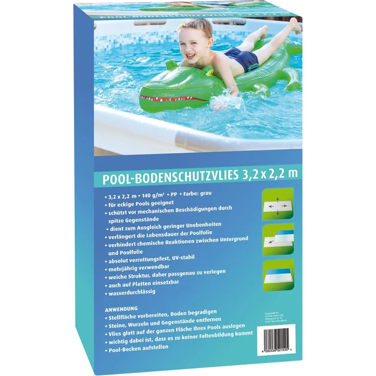 Pool-Bodenschutzvlies grau 3,2 x 2,2 m 140 g eckig