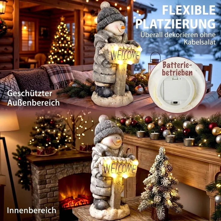 HOMCOM Schneemann-Statue, Magnesiumoxid, Grau, 23 x 20 x 46 cm – Bild 7