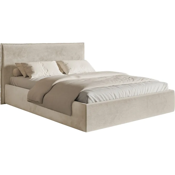 Selsey 'Softie Slim' Polsterbett 180×200 mit Bettkasten und Lattenrost, Velours, beige