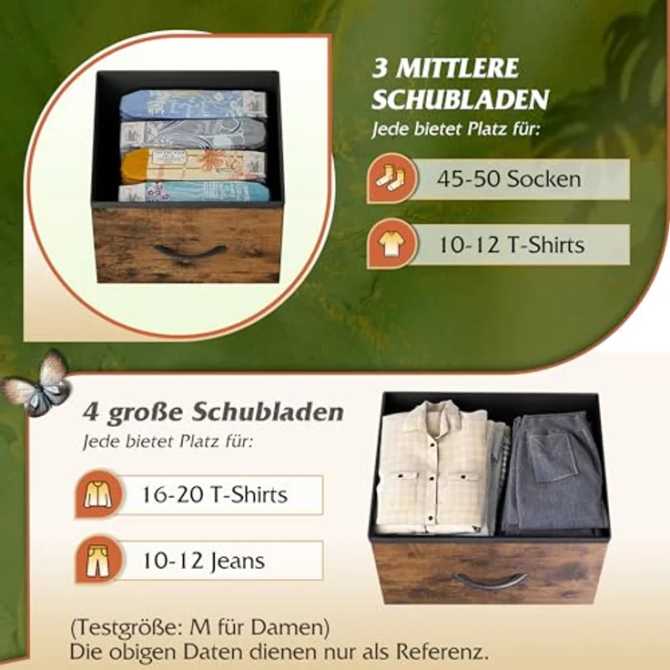 WLIVE Kommode mit 7 Schubladen aus Stoff, Kommodenschrank für Schlafzimmer, Kommode Wohnzimmer, mit Stabiler Stahlrahmen, Vintagebraun-Schwarz – Bild 6