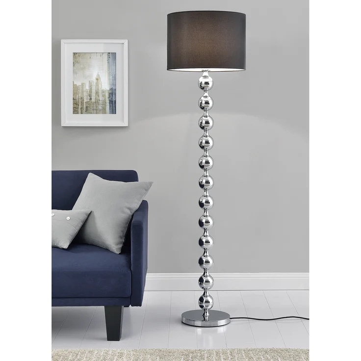 Lux.pro 'Spheric Black' Stehleuchte, Schwarz / Chrom, Ø48x155 cm – Bild 1