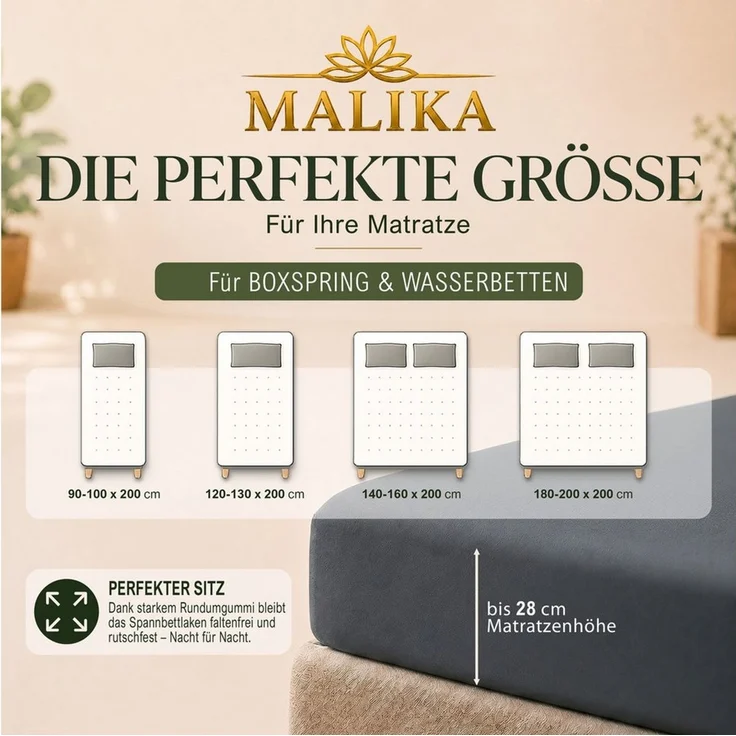 Malika Spannbettlaken aus 100% Baumwolle, 90-100x200, Grau, Jersey Baumwolle, Gummizug: Ja, (1 Stück), Allergikergeeignet, Pflegeleicht und Atmungsaktiv – Bild 4