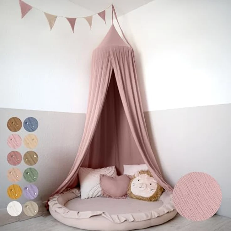 lilimaus Betthimmel Hochwertiger Baldachin Betthimmel Kinderzimmer, Gold Applikation, Stilvoller Baldachin für Baby- und Kinderzimmer – Bild 2