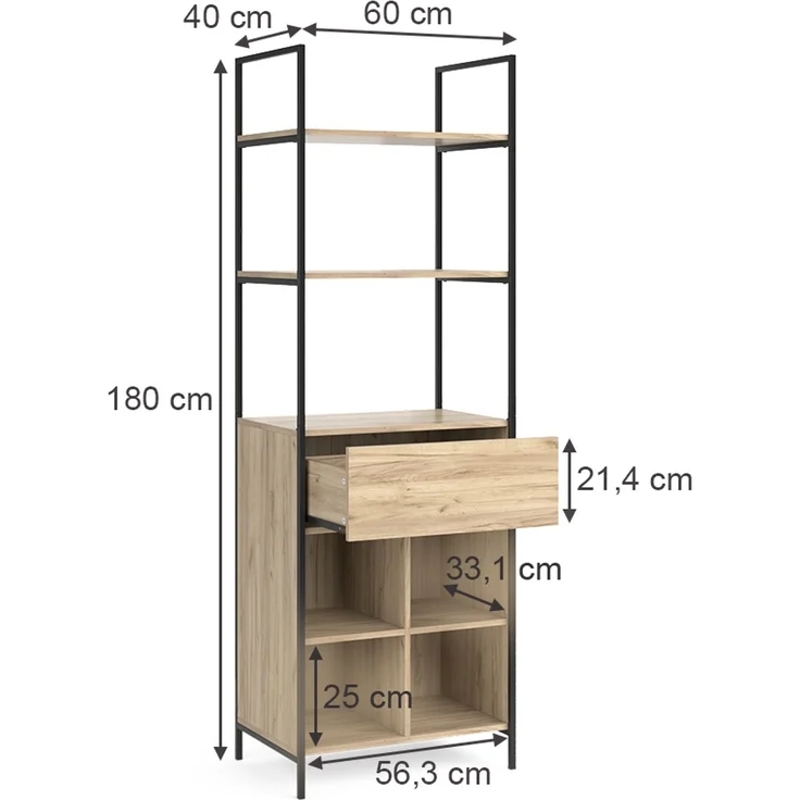 Kleiderschrank Enya Holz 60 x 180 cm mit Schublade Vicco – Bild 2