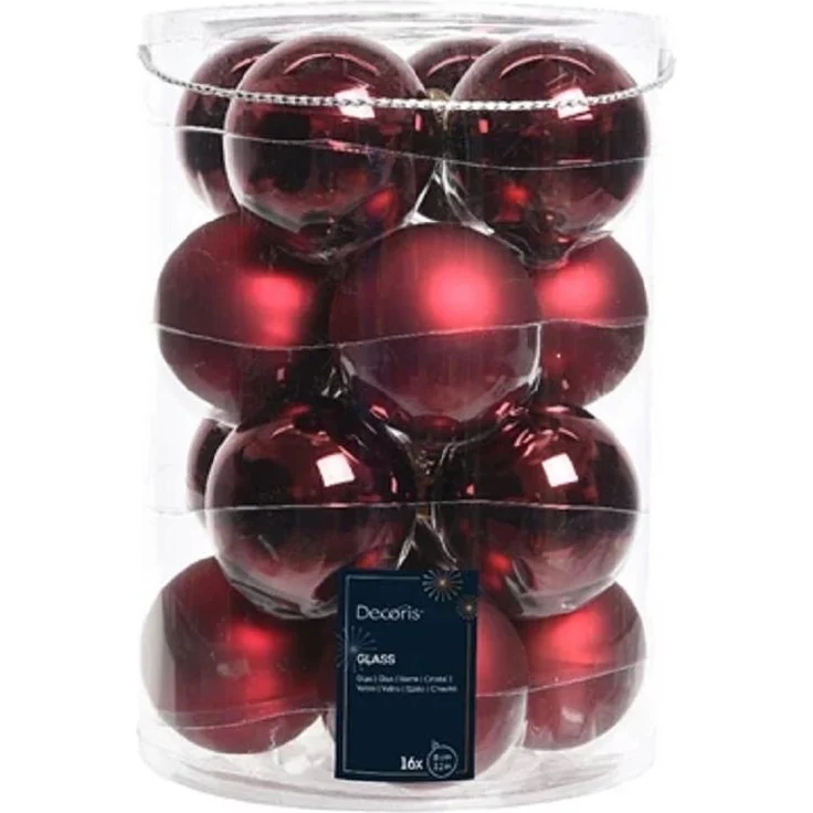 Kaemingk Weihnachtsbaumkugel Weihnachtsbaumkugeln Glas Ø 8 cm 16 Stück ochsenblut emaille/matt mix – Bild 1