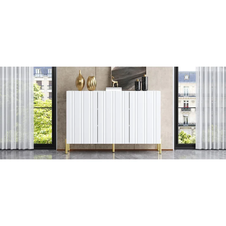ZUBALIYA Schuhschrank 120 x 35,5 x 80 cm, mit 3 Türen, aus MDF / Spanplatte, Weiß – Bild 12