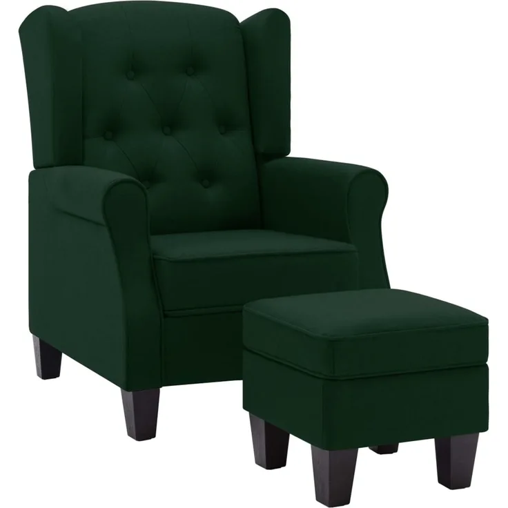 vidaXL Sessel mit Fußhocker Dunkelgrün Stoff 320157