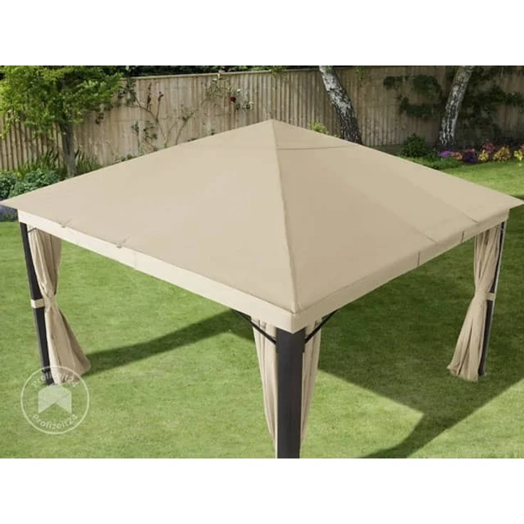 Gartenpavillon 4x4 m ALU PREMIUM ca. 220g/m² Dachplane wasserdicht, Pavillon Gartenzelt 4 Seitenteile champagner – Bild 4