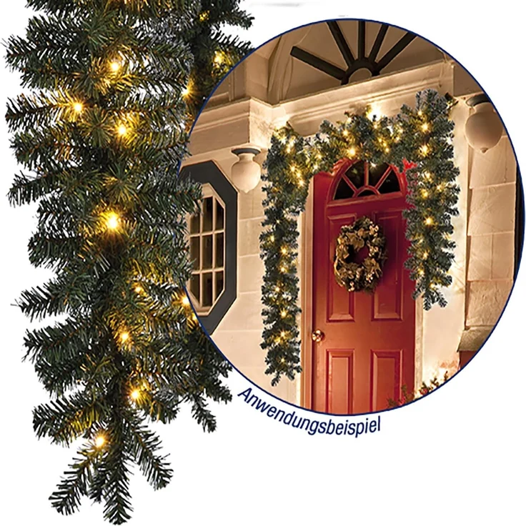 LED Tannengirlande Girlande Weihnachtsbeleuchtung 270cm Batterie – Bild 2
