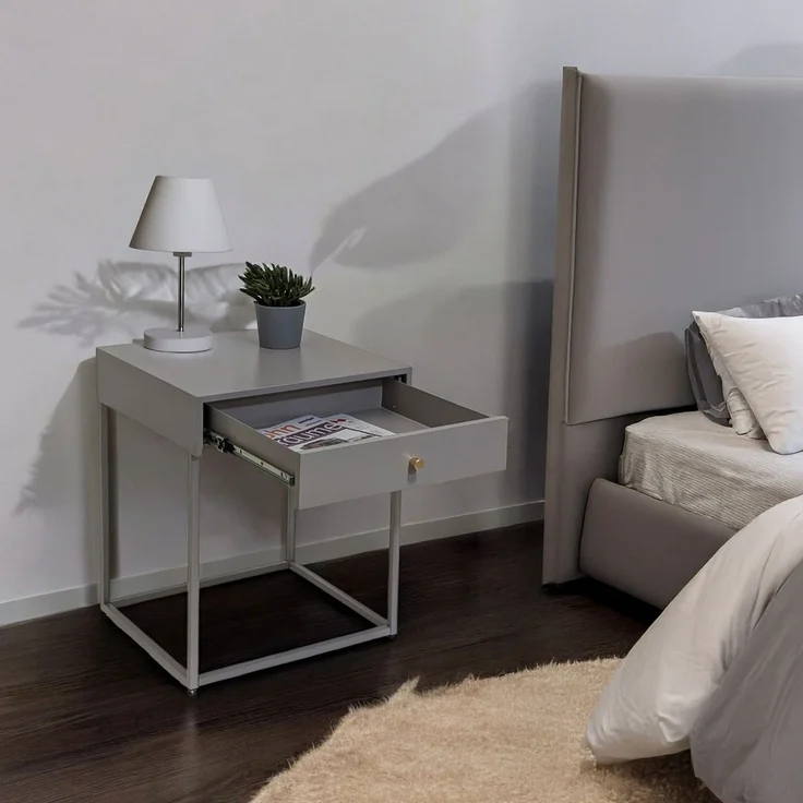 osoltus Cube Beistelltisch m. Schublade Industrie Design Warm Grey – Bild 2