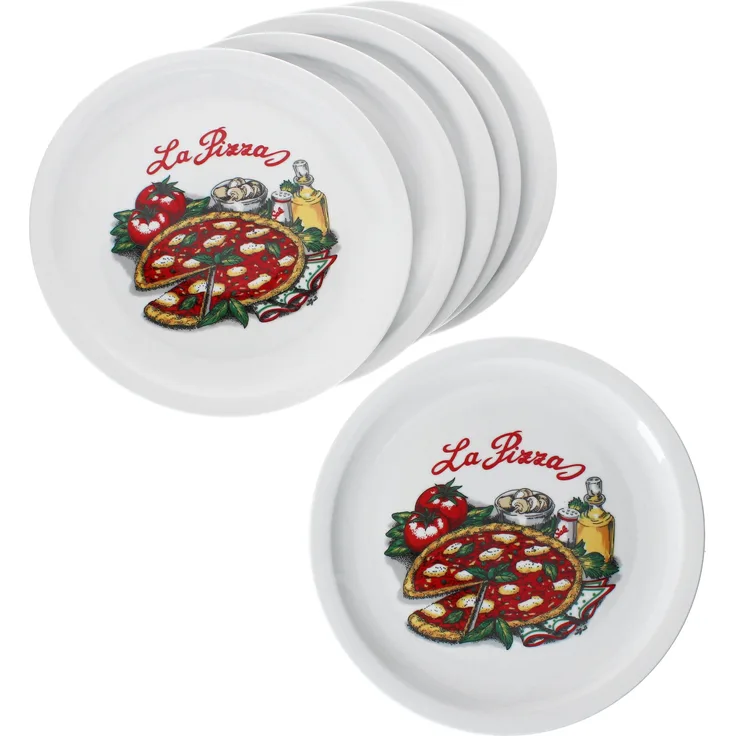 6er Set La Pizza Pizzateller Ø30,5cm 6 Personen XL-Teller Pizza-Dekor Platte