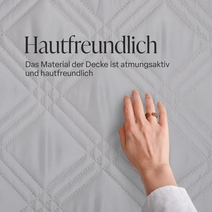 Tages-Decke XXL (220x240 cm) mit wattierter Zwischenlage, in verschiedenen gesteppten Patchwork Designs, Überwurf Steppbett Hellgrau – Bild 3