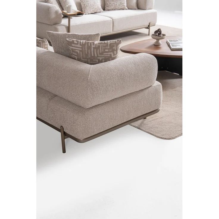 Sitzgruppe/Sofa Set - Wohnzimmergarnitur "Olvina" 3+3+1-Beige – Bild 15