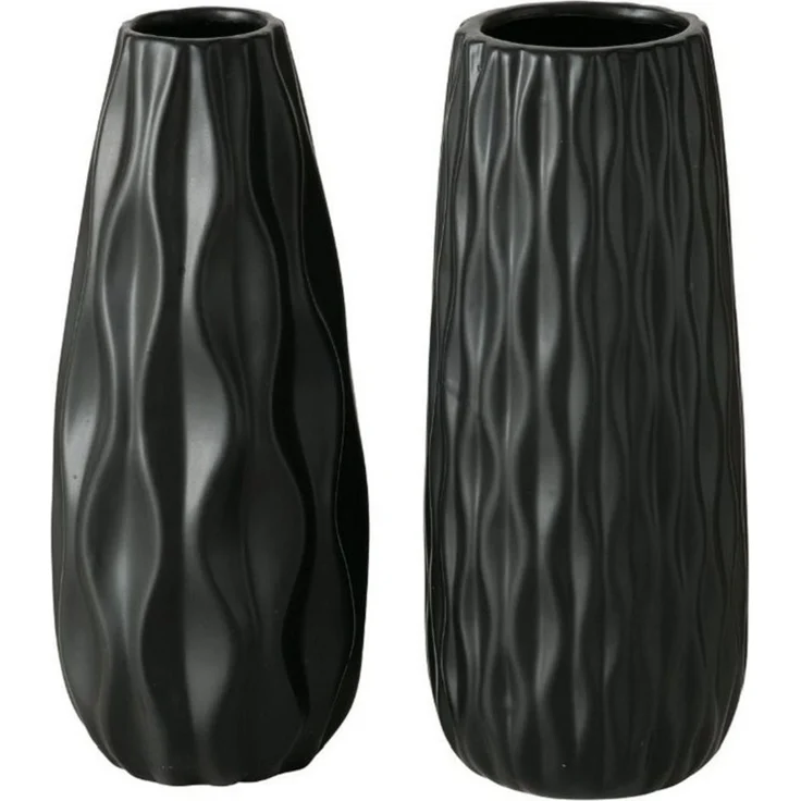 BOLTZE GRUPPE Dekovase 2er Set Vase Luana, schwarz, Steingut, matt – Bild 1