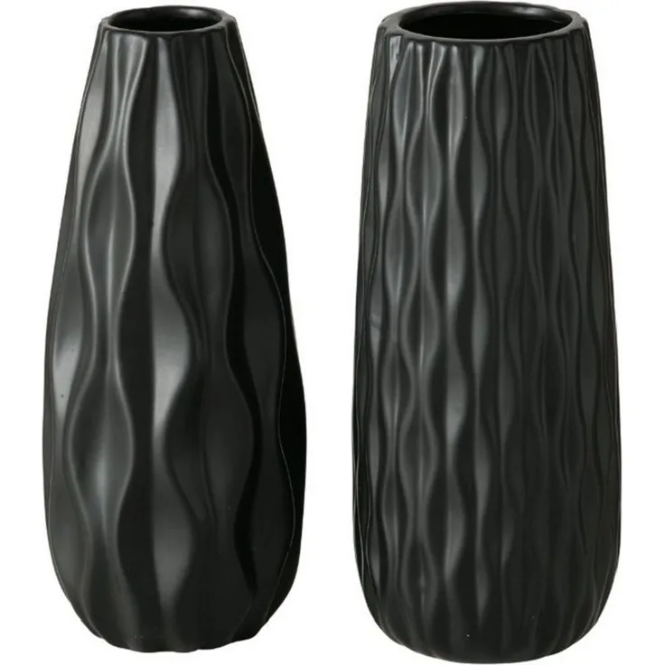 BOLTZE GRUPPE Dekovase 2er Set Vase Luana, schwarz, Steingut, matt